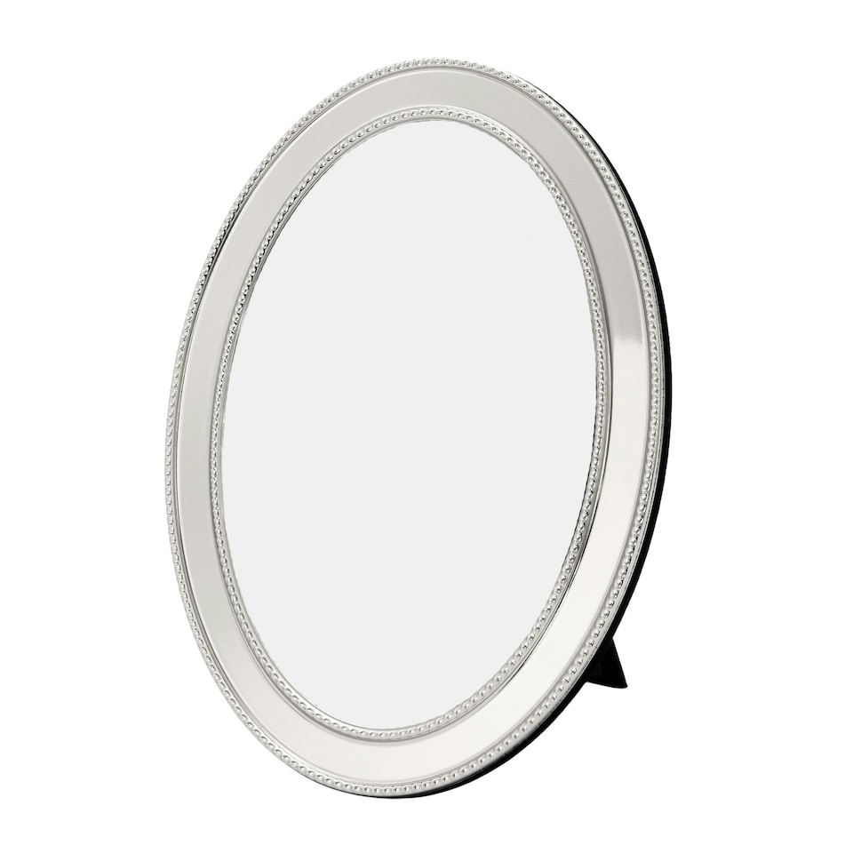 image 1 of Chic Oval Nickel Plated Metal 4x6 Picture Frame with 3D Dotted Design Silver | One Size