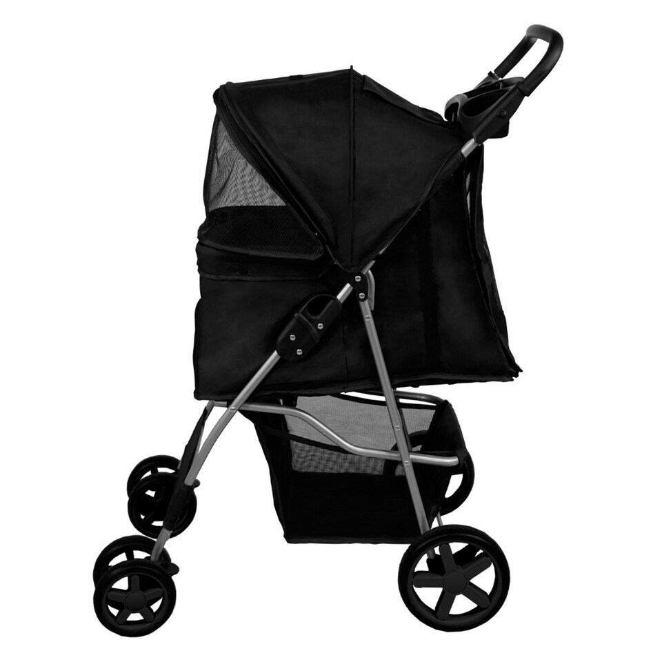 image 1 of Pet Stroller with Rain Cover – Black One Size