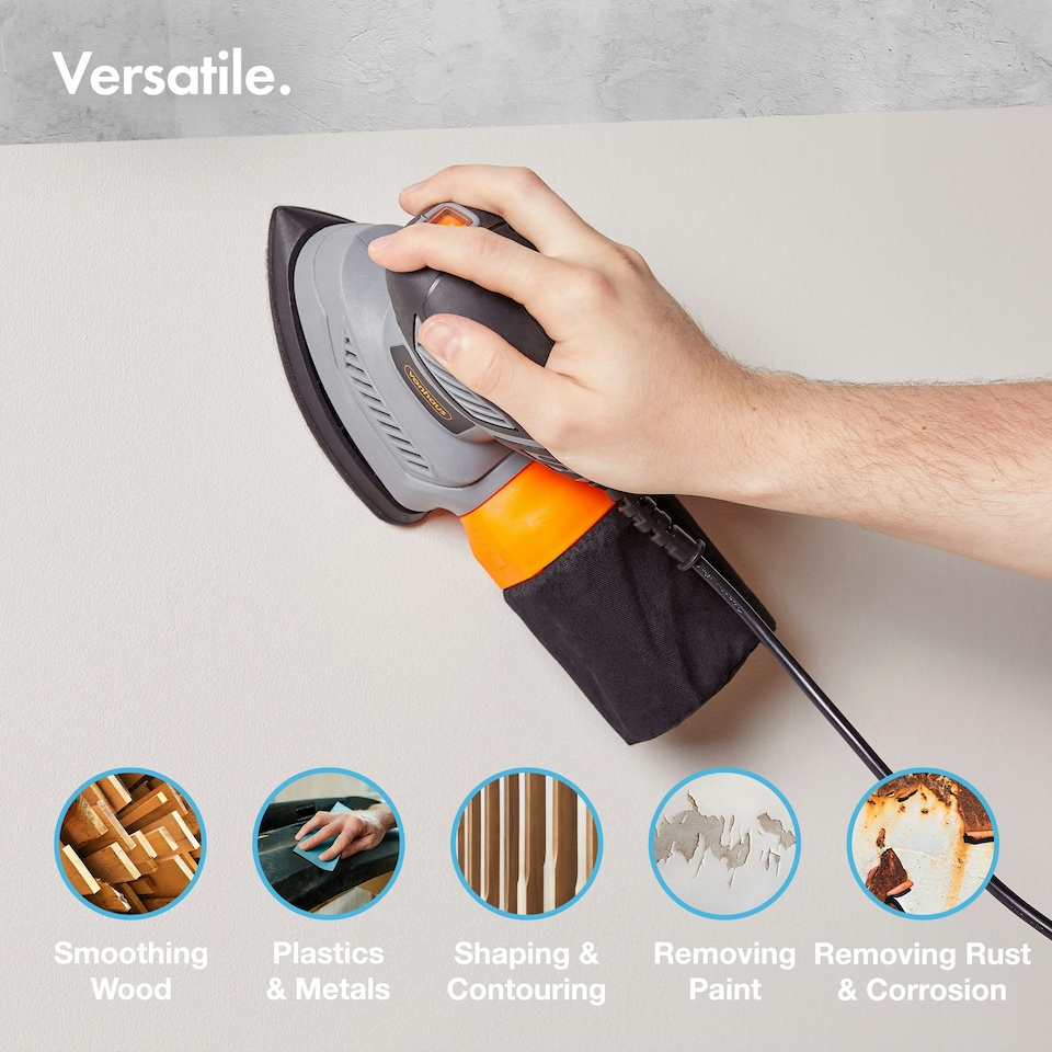 image 1 of VonHaus 130w Electric Detail Sander for Wood with Dust Collector