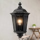 image 2 of Sienna - Black with Clear Glass IP44 Outdoor Half Lantern Wall Light | Black | Clear | 1