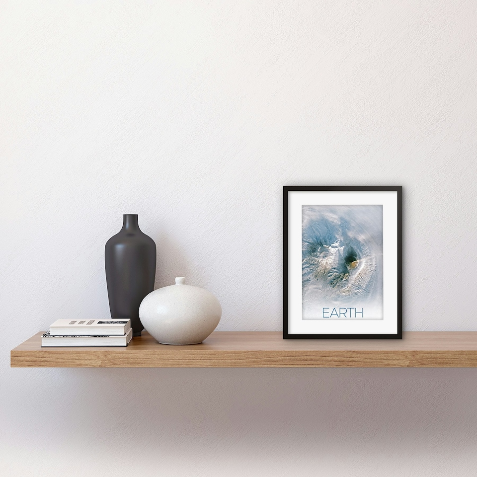 image 1 of NASA Our Solar System Earth Image Kamchatka Volcanoes 9x7" Black Framed Wall Art Print