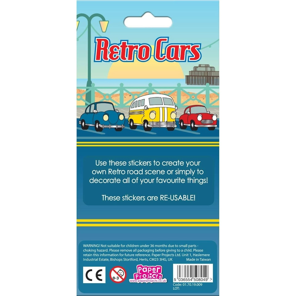 image 1 of Paper Projects Reusable Resin Retro Cars Stickers - Multicoloured - One Size