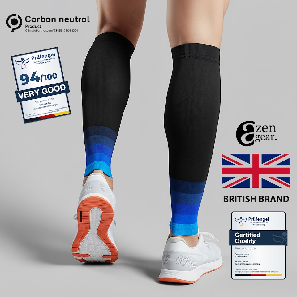 image 1 of aZengear Calf Support Compression Sleeves (Pair) for Women, Men, Running, Shin Splints