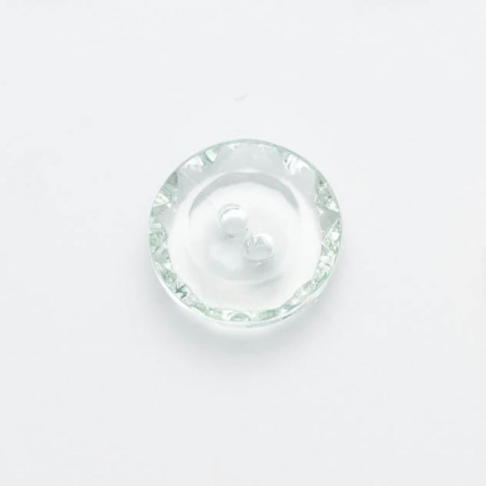 Minerva Green Round Faceted Clear Cut Buttons for Dressmaking - 13mm - per value pack of 100