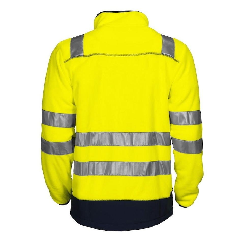 image 1 of Projob Mens Fleece Hi-Vis Coat - Yellow/Navy - XS