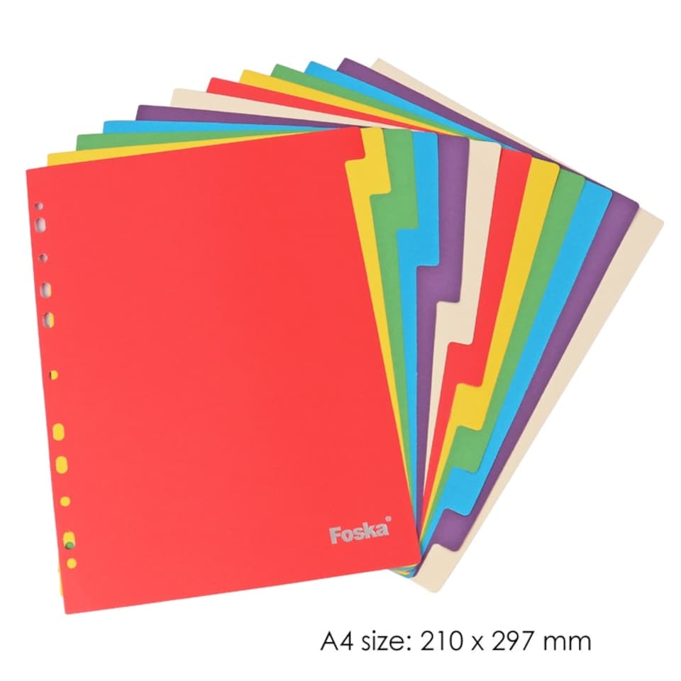 image 1 of A4 12 Part Coloured Card Index Filing Dividers