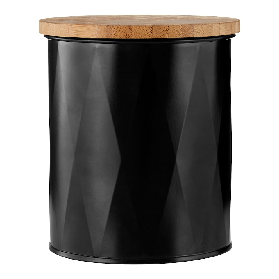 image 1 of Interiors by Premier Black Small Storage Canister, Stylish Textured Metal Jar With Lid For Tea, Coffee Or Sugar, Compact