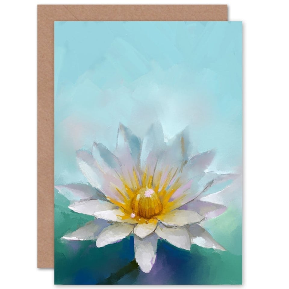 image 1 of Lotus Flower Aquatic Plant Painting Floral For Her Greeting Card