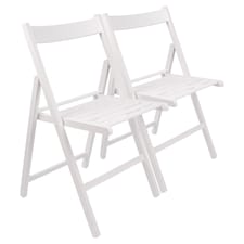 Harbour Housewares Beech Wood Folding Chairs - White - Pack of 2 | White | White