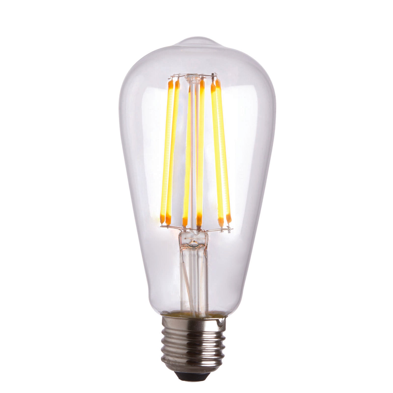 Loops Vintage Style LED Filament Bulb - Pear Shaped E27 Lamp - Clear Glass - Dimmable