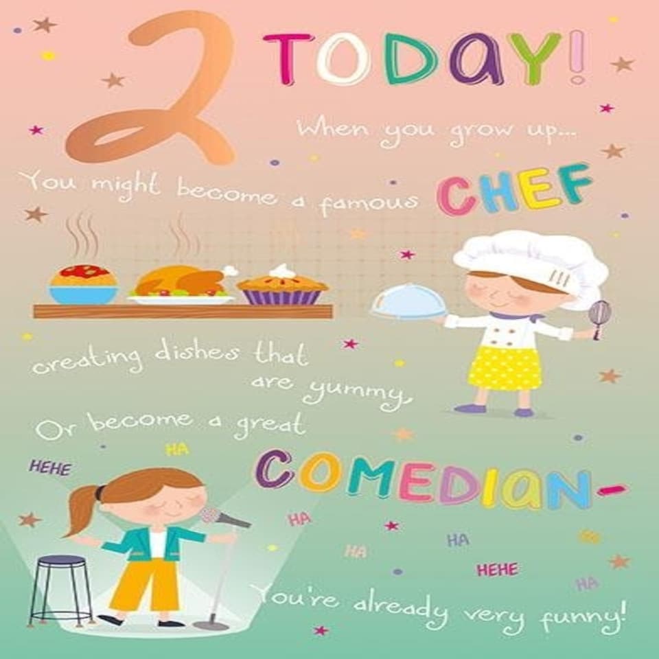 Words 'n' Wishes Traditional Age 2 Birthday Card for a Girl, Girls Birthday Card 1st Birthday, Multi-Coloured 21.7 x 14.4 cms