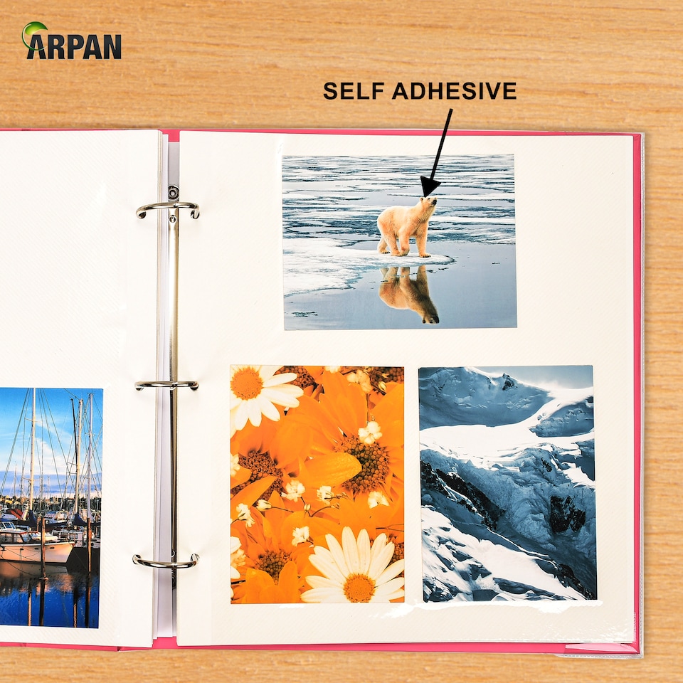 image 1 of ARPAN Extra-Large 3-Ring Binder Self Adhesive Photo Album – 20 Sheets / 40 Sides – Sticky Page Scrapbook Memory Album for Photos, Keepsakes & Special Occasions