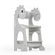 image 1 of Kidoz Toddler Learning Tower - Kitchen Helper with Safety Rail - Dinosaur Design - Grey