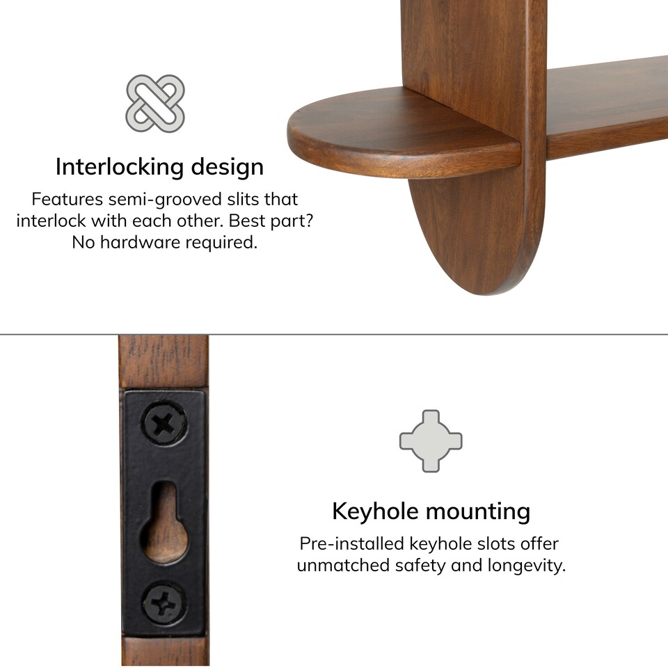image 1 of Montague Floating Shelves - 2 Tier Solid Wood Wall Mounted Shelf