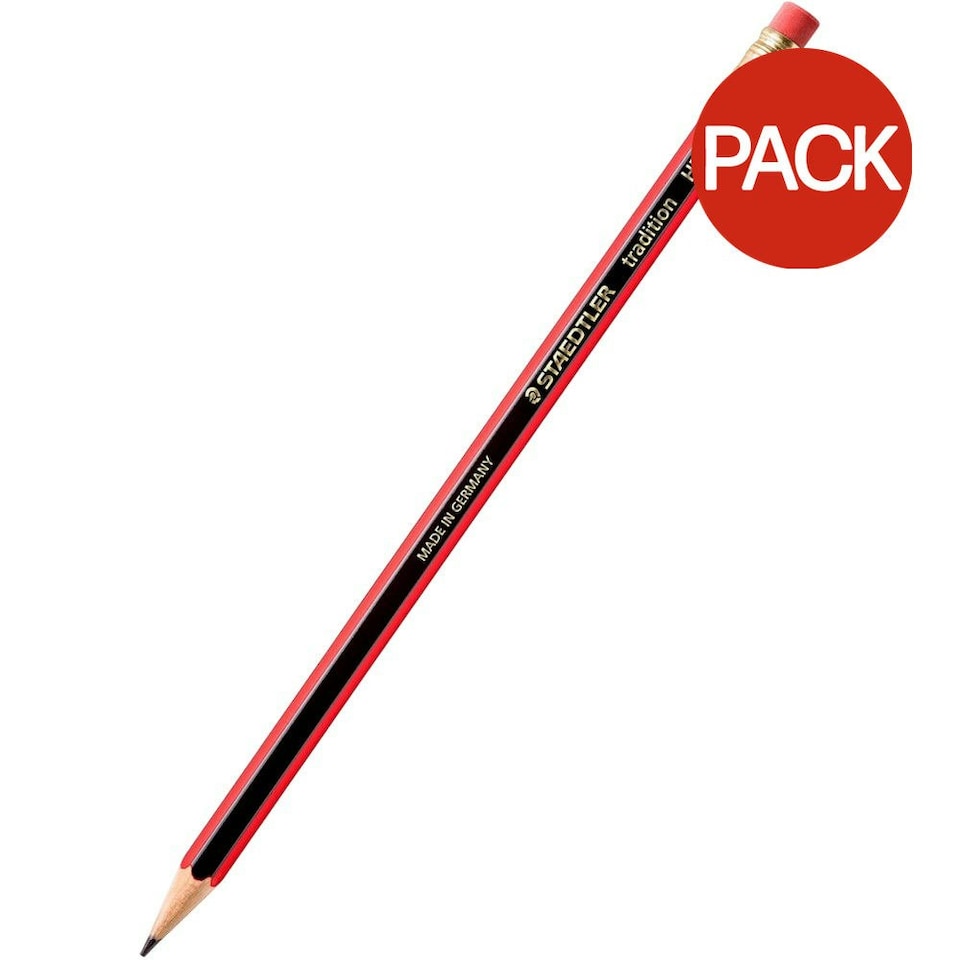 image 1 of Staedtler Tradition Pencil With Eraser (Pack of 12) - Red/Black - One Size