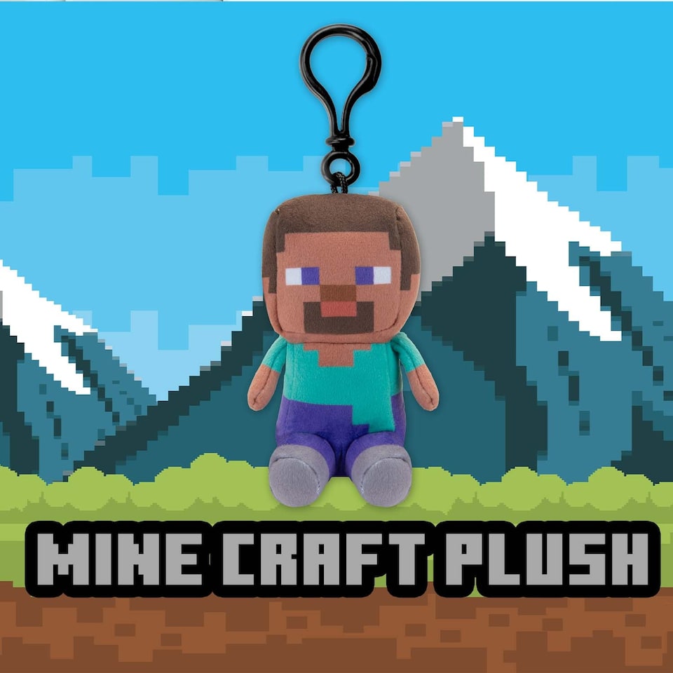 image 1 of PMS Minecraft Steve Soft Toy Clip 13cm x 11.7cm Multicolour