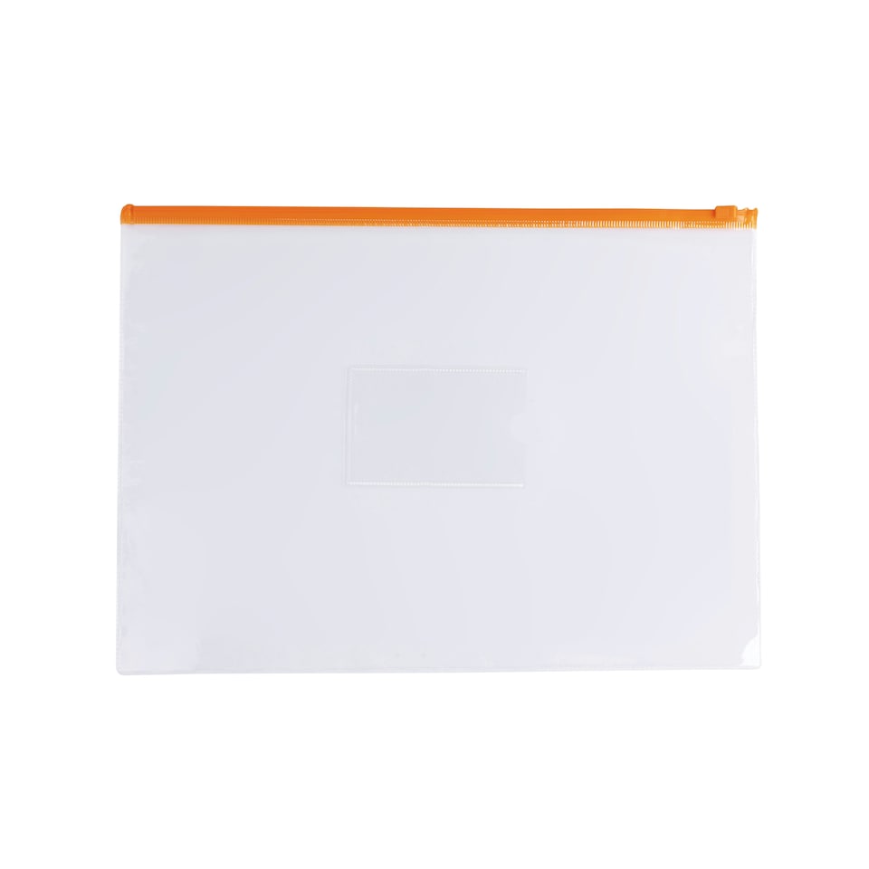 image 1 of Pack of 12 A6 Clear Zippy Bags with Orange Zip