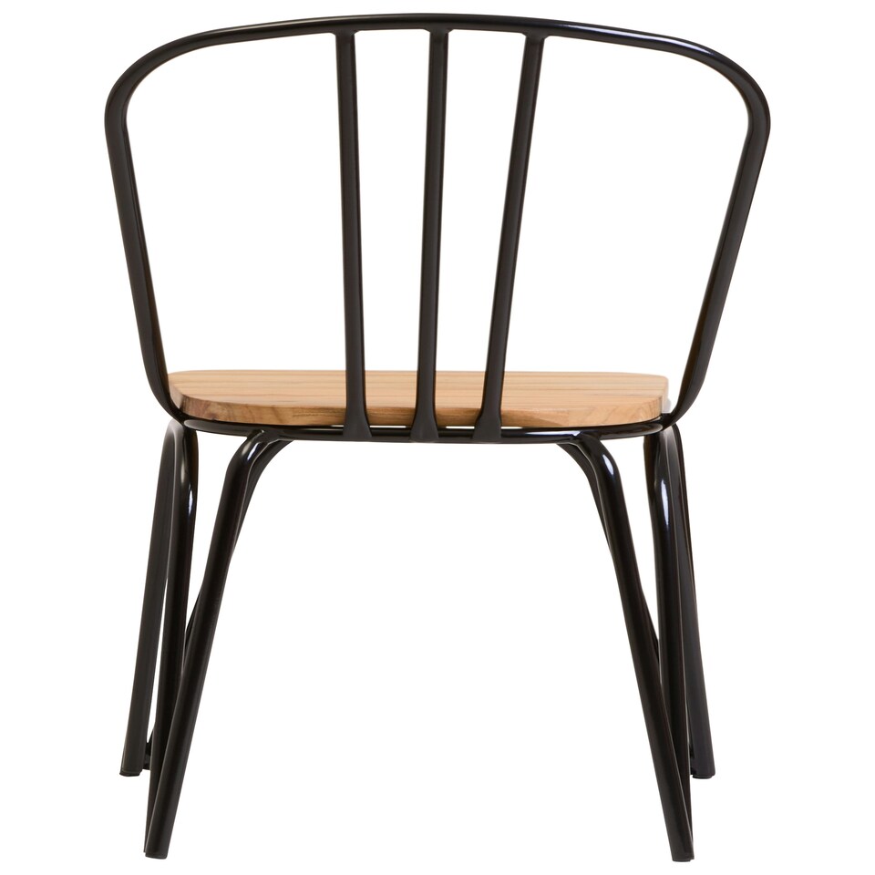 image 1 of District Dining Chair Elm Wood Seat With Black Finish Metal Frame Black