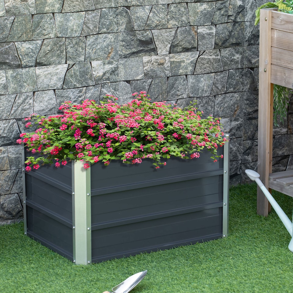 image 1 of Outsunny Raised Garden Bed Metal Planter Box for Vegetables Flower