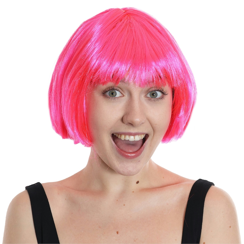 image 1 of Adults Hot Pink Bob Wig – Bright Fancy Dress Hairpiece for Parties & Costumes Pink | One Size