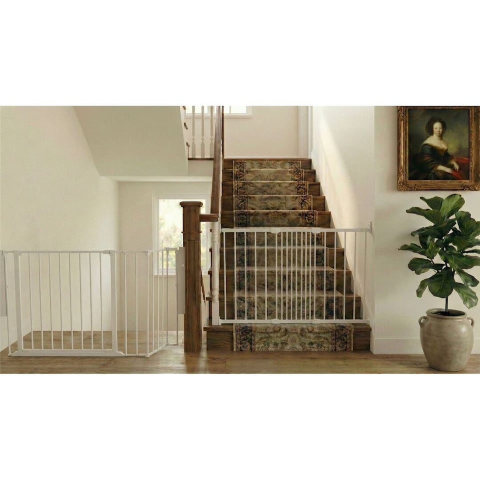 image 1 of Safetots Solution for Up and Down Staircases, White, Multi Panels, up to 122cm, and, Screw Fit Gate, 67cm - 105.5cm