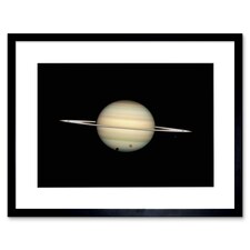 NASA Hubble 4 Moon Transit Parent Planet Saturn Titan 9x7" Black Framed Wall Art Print