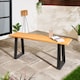 image 2 of OHS 3 Seater Wood Garden Bench Backless Outdoor Patio Rustic Chair Seat | Brown | Natural/Black