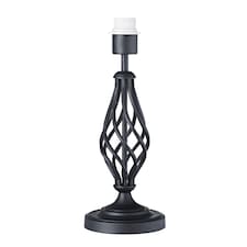 Traditional Black Table Lamp Base with Twist Metal Stem Design and Inline Switch | Black