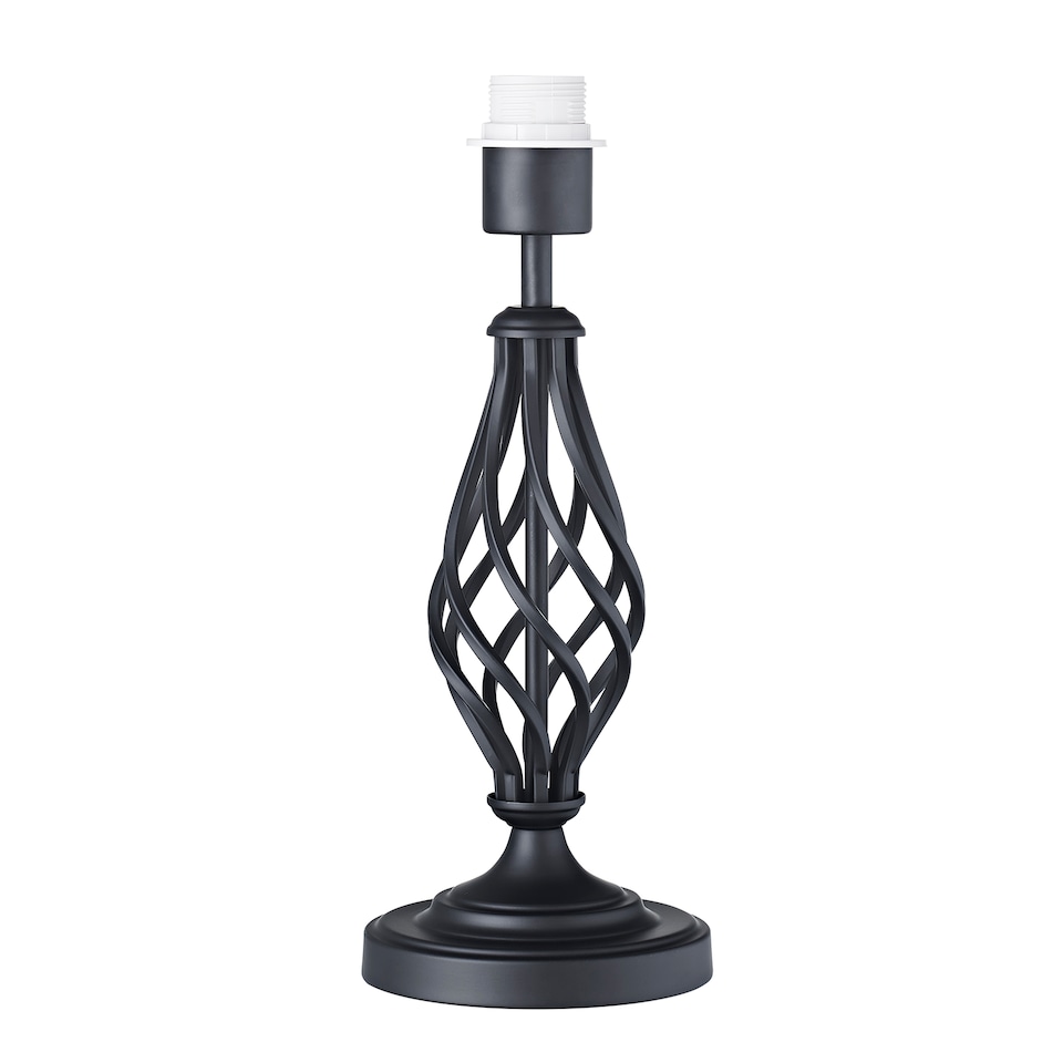 image 1 of Traditional Black Table Lamp Base with Twist Metal Stem Design and Inline Switch | Black