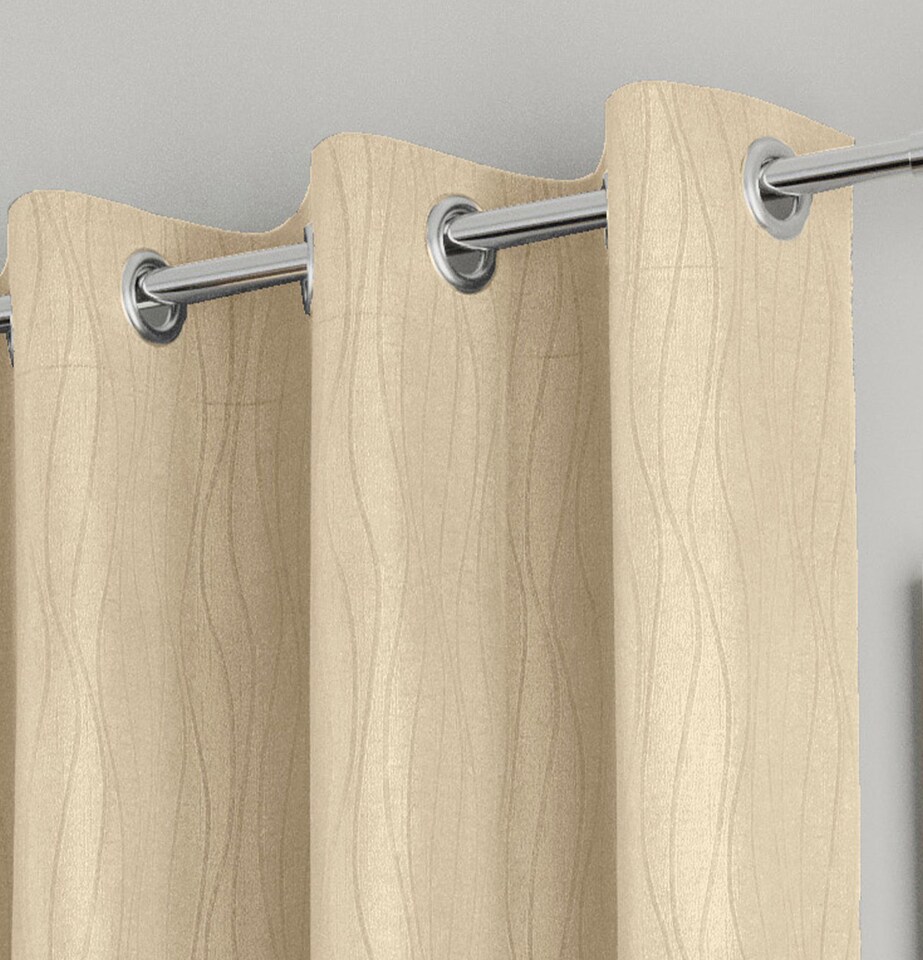image 1 of Enhanced Living Goodwood Cream Thermal, Energy Saving, Dimout Eyelet Curtains with Wave Pattern (PAIR) - 90 x 90 inch (229x229cm)