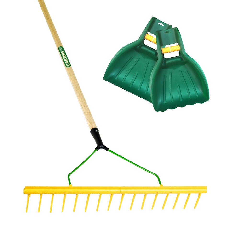image 1 of Pegdev 16T Poly Landscape Rake Hardwood Scoop Set