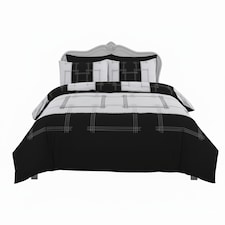 Patchwork Duvet Cover Set Vintage Style Bedding Matching Pillowcases | Black | Single