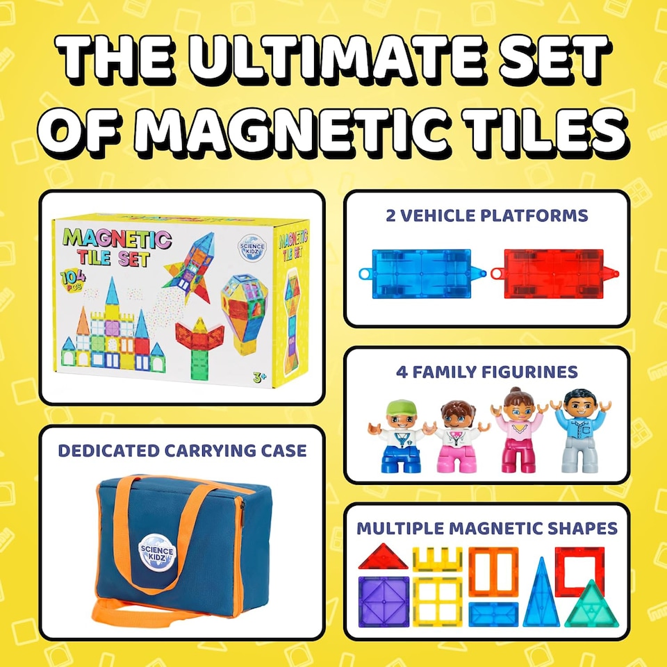 image 1 of Science Kidz 104 Piece Magnetic Tiles Set