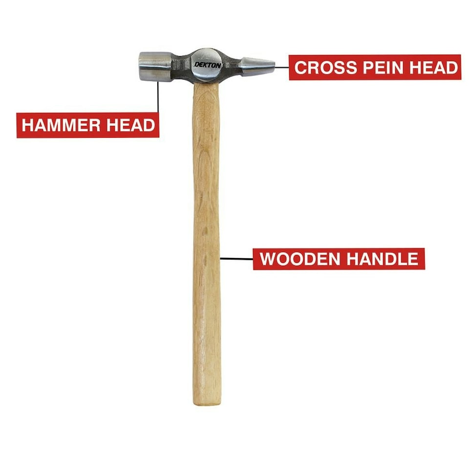 image 1 of Dekton Cross Pein Hammer 20mm With Wooden Handle Lightweight Steel Head