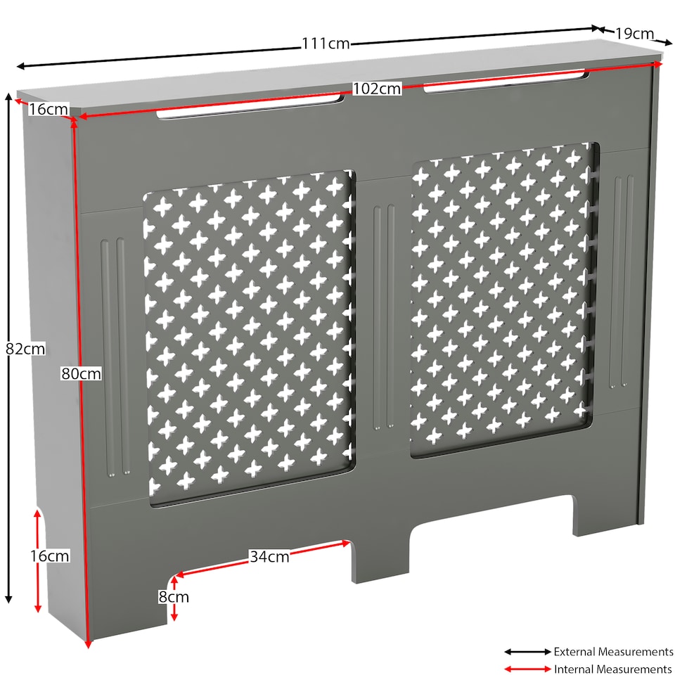 image 1 of Vida Designs Oxford Radiator Cover Painted MDF Cabinet, Grey, 111cm