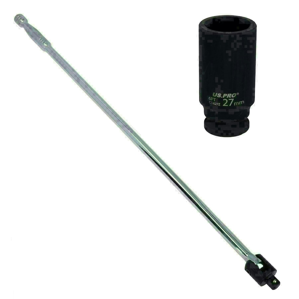 image 1 of 1/2" Drive Breaker Power Bar 30" Long + 27mm Deep Impact Wheel Nut Socket