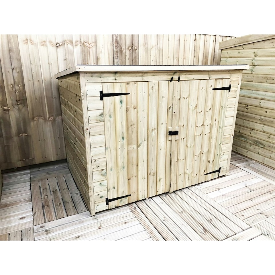 image 1 of 7 x 2 Pressure Treated Tongue And Groove Bike Store With Double Doors (7' x 2' / 7ft x 2ft) (7x2)