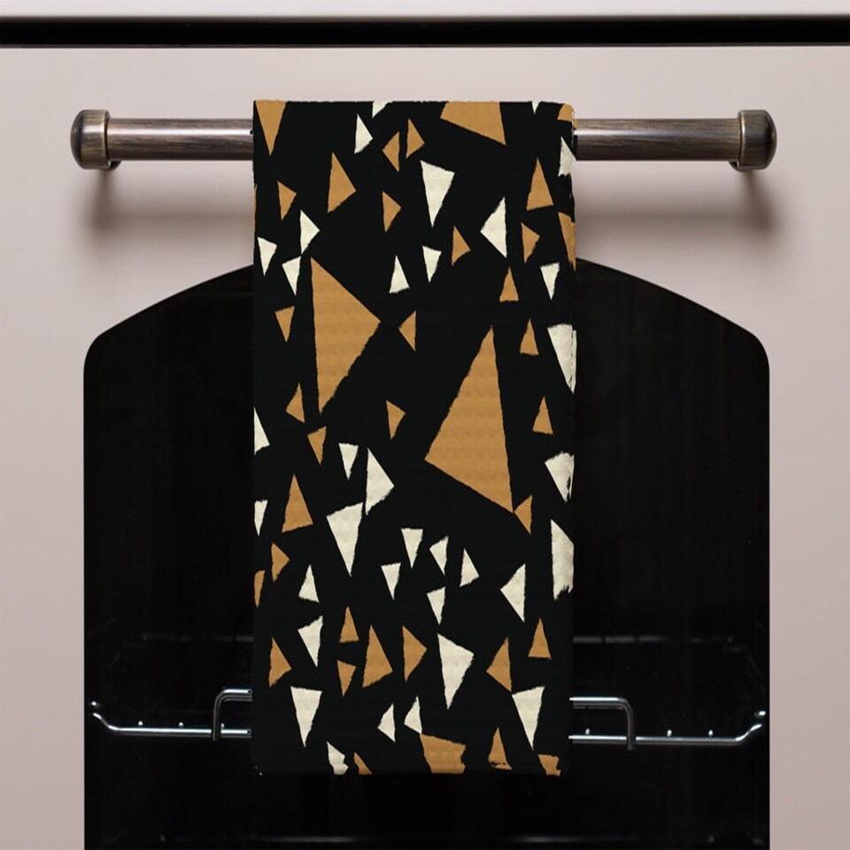 image 1 of Triangles on Black (Kitchen Towel)