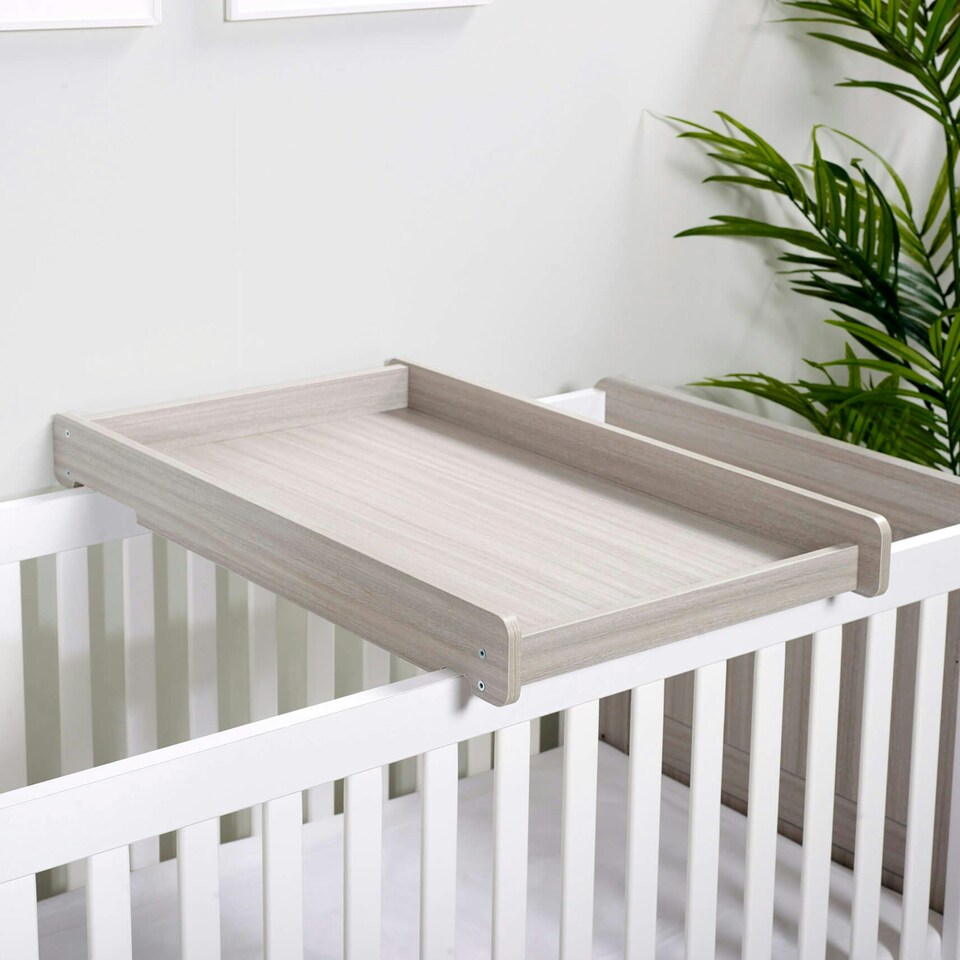 image 1 of Pembrey Cot Top Changer – Stylish Wooden Baby Changing Solution, Universal Fit for Most Cots, Space-Saving Design, Easy to Install & Wipe Clean (Ash Grey)