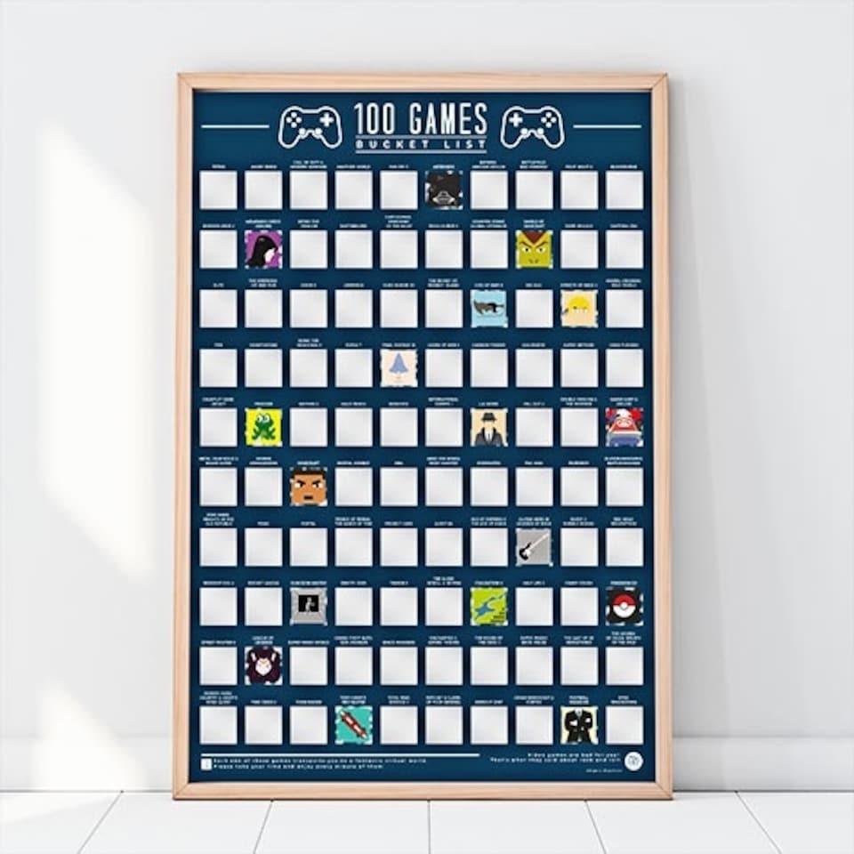 image 1 of Gift Republic 100 Video Games Bucket List Scratch Poster