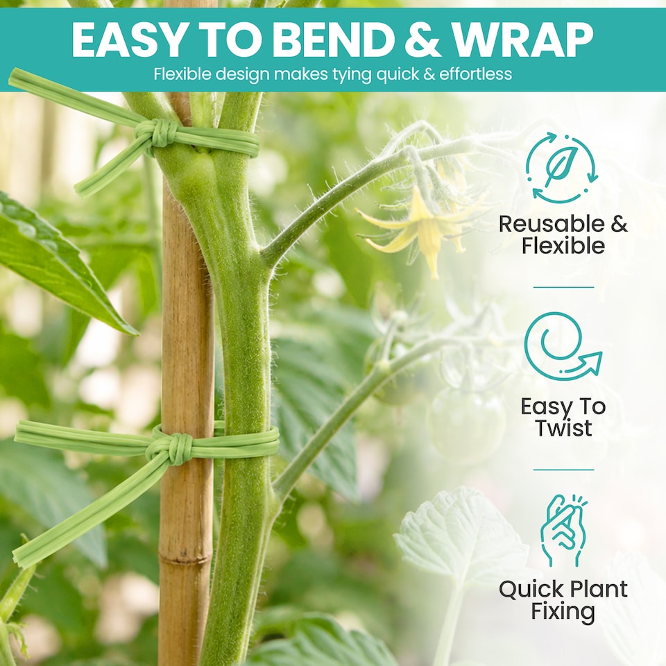 image 1 of 15cm Plastic Twist Ties, Flexible Garden Plant Ties - 200pcs