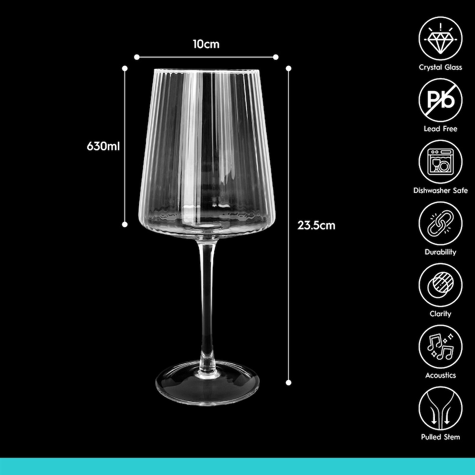 image 1 of Argon Tableware Chelsea Optic Crystal Red Wine Glasses - 630ml | Clear | Clear | 6