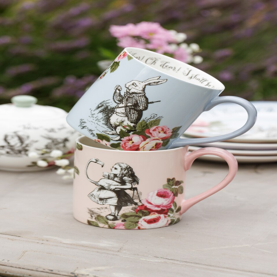 image 1 of Mikasa Alice in Wonderland Mug Set Bone China 380ml Set of 2 | Multi | 2
