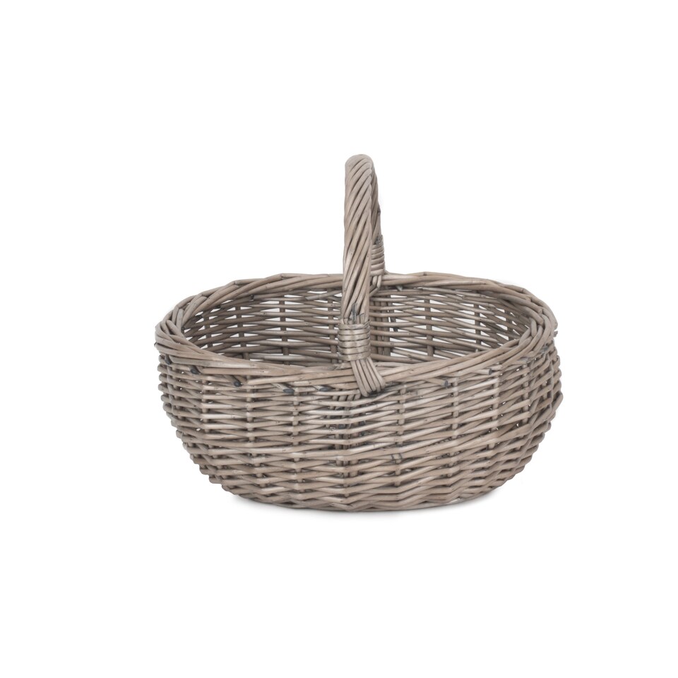 image 1 of Small Unlined Antique Wash Wicker Bathroom Shopping Basket | Grey | Grey | S