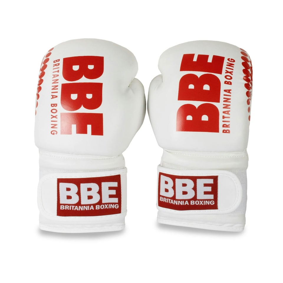 BBE Unisex Adult PVC Sparring Gloves - White/Red - 8oz