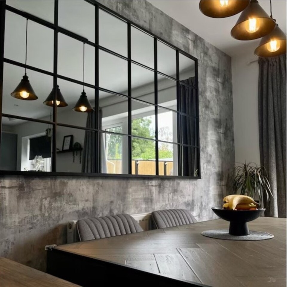 image 1 of The Fenestra - Black Modern Window Leaner / Wall Mirror 69" X 33" (174CM X 85CM) Black