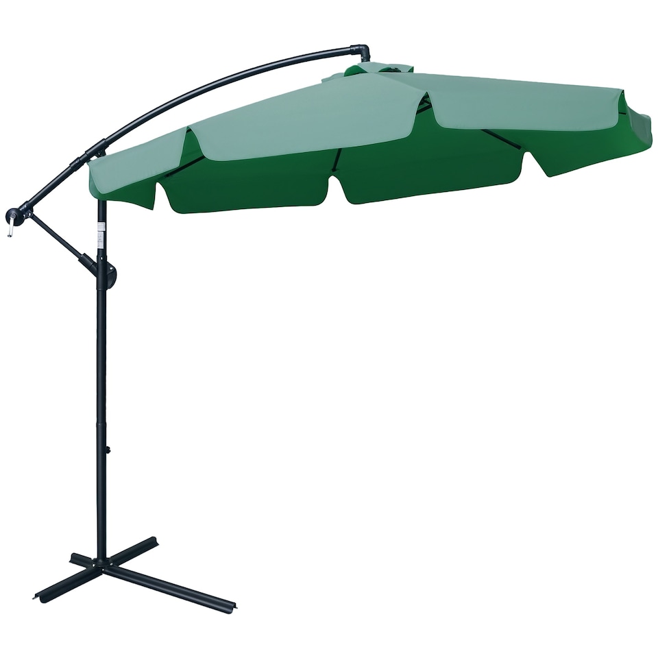 image 1 of Outsunny 2.7m Garden Cantilever Banana Parasol Sun Shade w/ Crank, Green