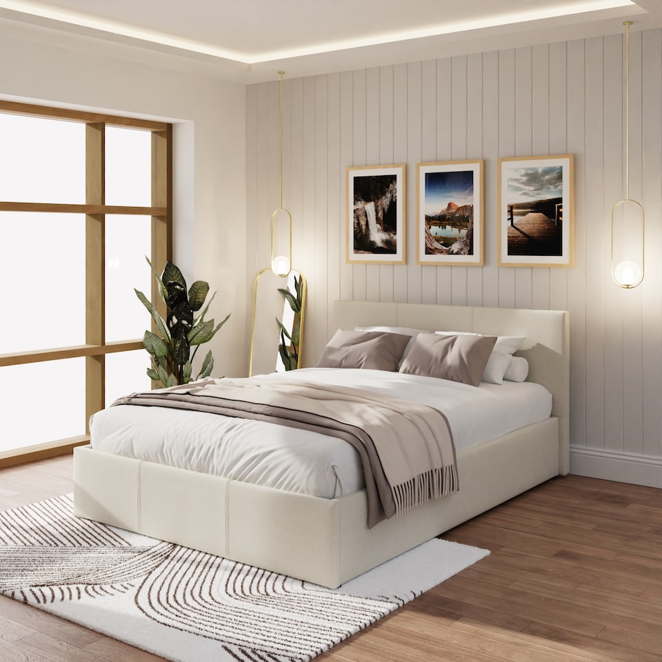 image 1 of End Lift Ottoman Storage Bed Small Double Natural | Cream | Natural