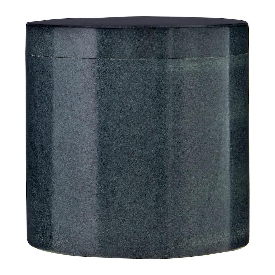 image 1 of Interiors by Premier Dark Grey Marble Effect Cotton Jar, Cotton Bud Container With Lid, Travel Ear Bud Holder, Cotton Swab Holder