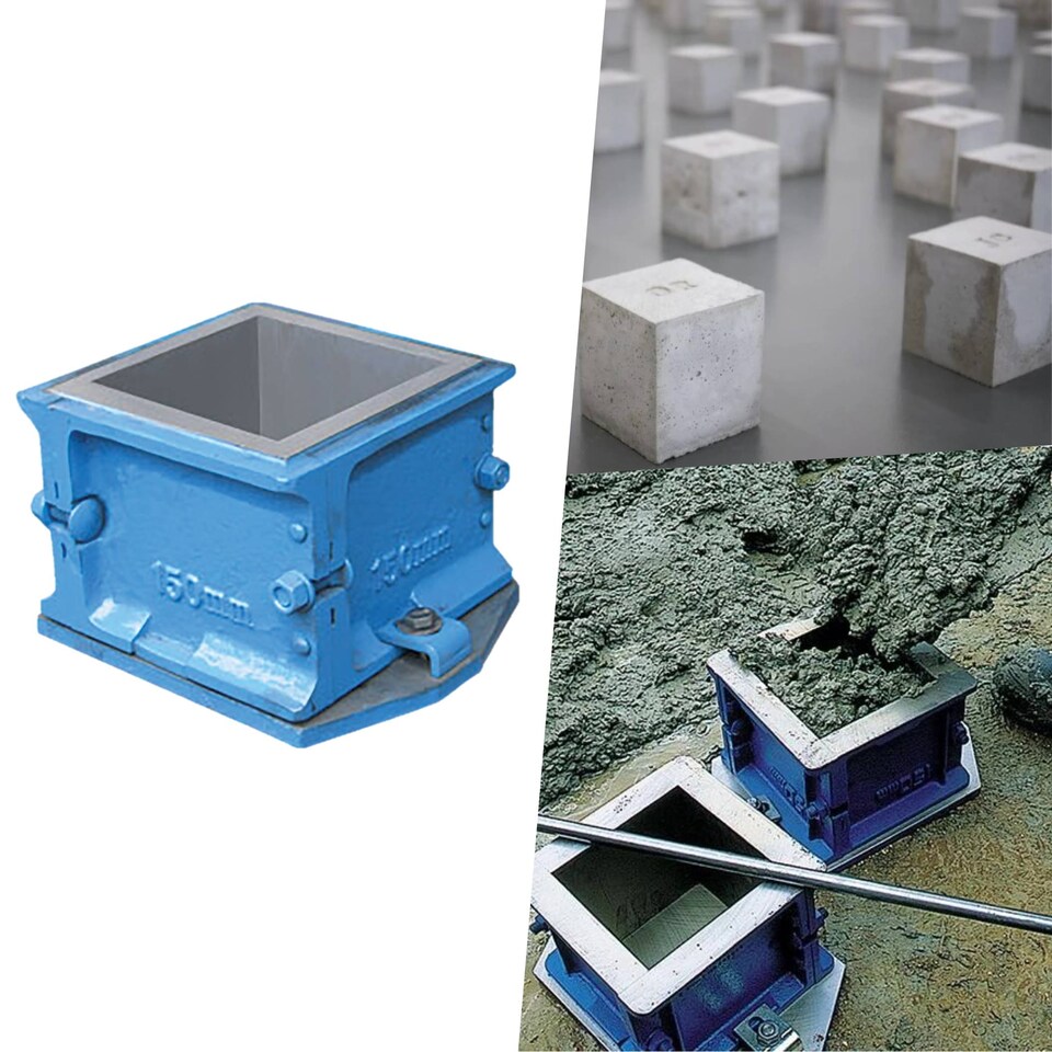 image 1 of Pegdev Concrete Test Cube Mould 150mm – 4-Part Slump Strength Test with Gloves
